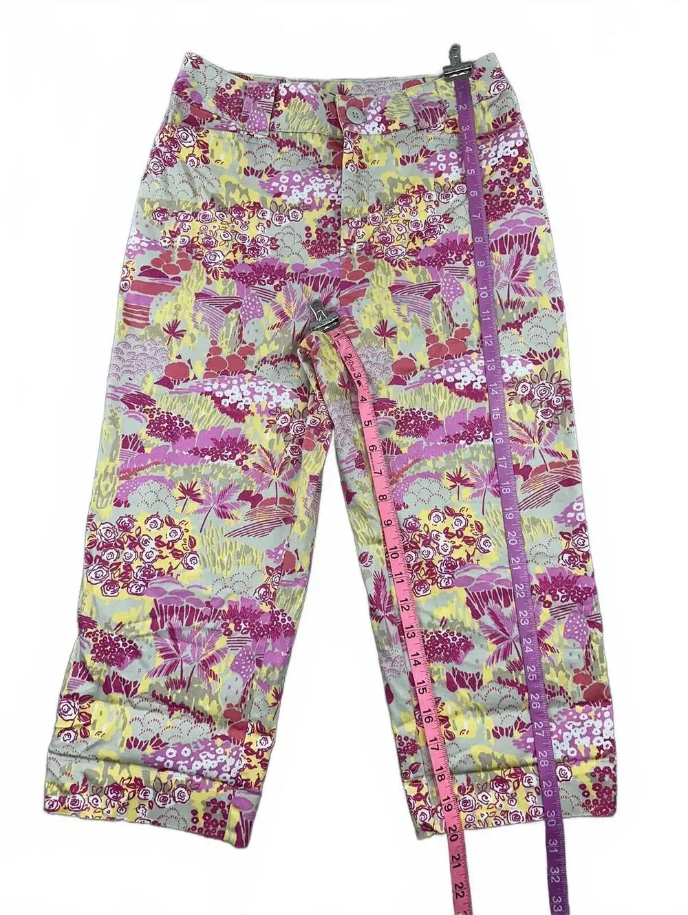 White Stag Printed Capri Pants Floral Vibrant Colors